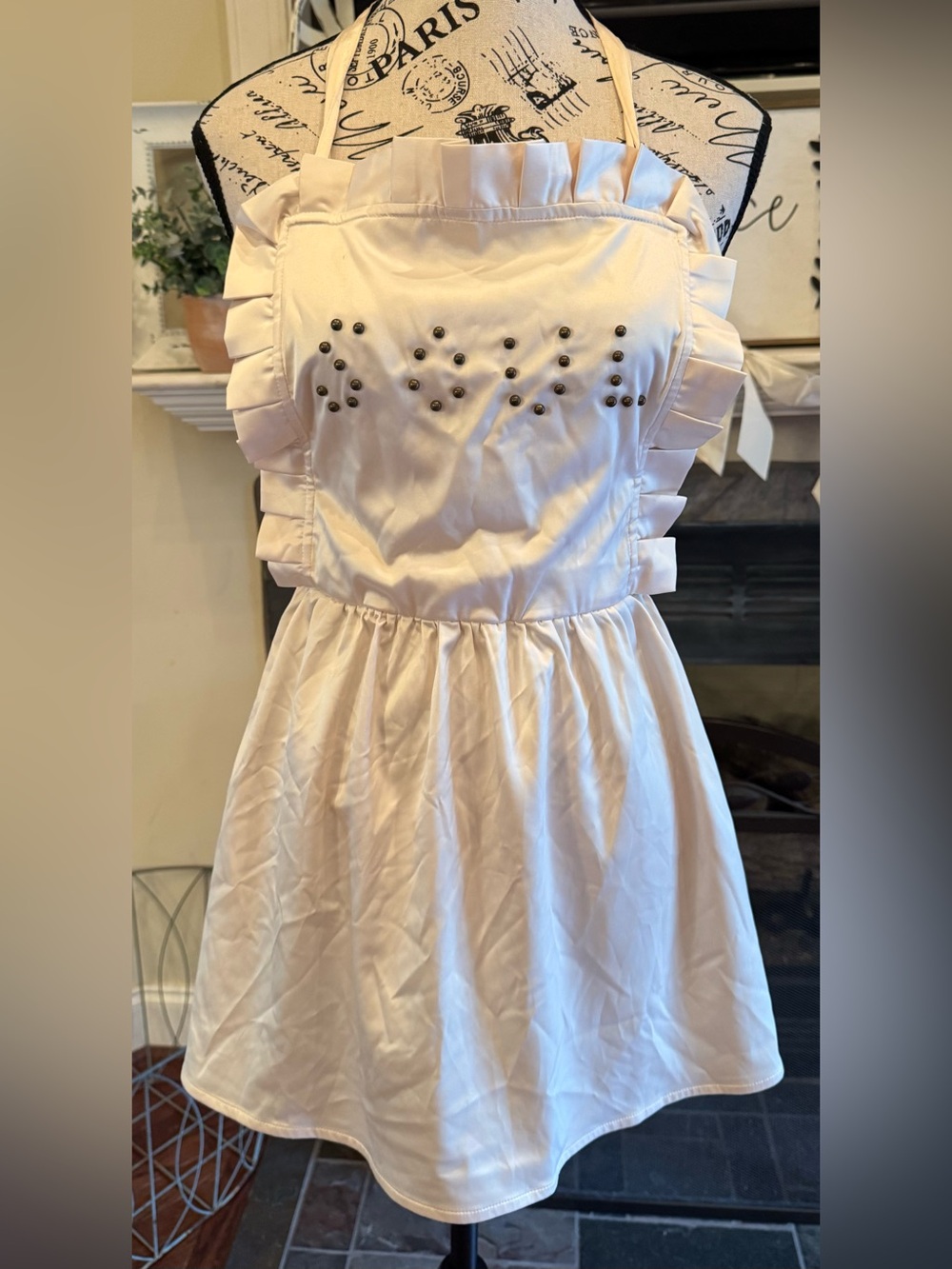 Zemeta Cream Soul Studded Apron Mini Dress Rare Colorway Small Dollycore Whimsy